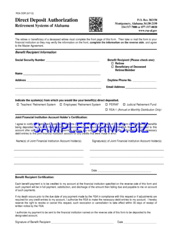 Alabama Direct Deposit Form 1 pdf free